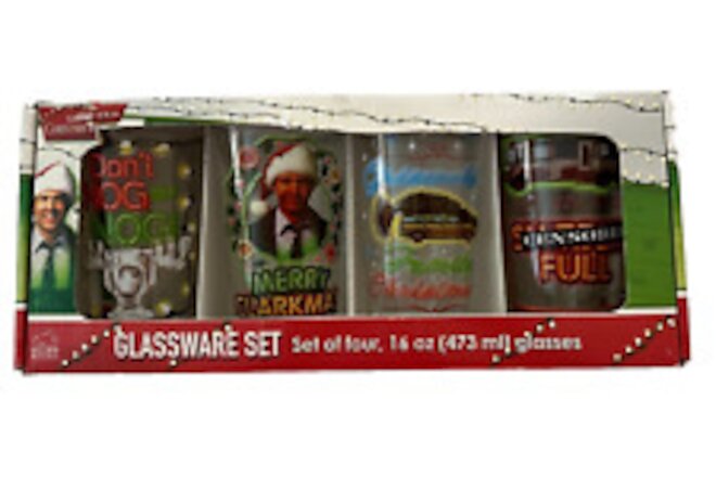 National Lampoon’s Christmas Vacation Glassware Set 16 oz Set of 4 NEW