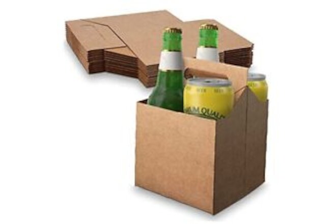 MT Products 4 Bottle Holder Kraft Cardboard 12 oz. Beer or Soda Kraft 4 Pack