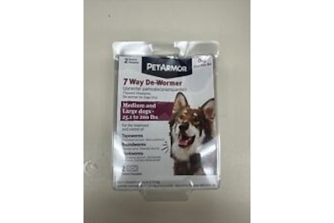PETARMOR 7 Way De-Wormer for dogs 25.1 - 200 lbs. 6 flavored chewable