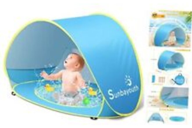 Baby Beach Tent, Baby Pool Tent, UV Protection Infant Sun Shelters Beach Blue