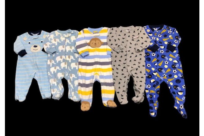 Baby Boy 3-6 Months 6 Months ALL Carter's Fleece Winter Sleeper Zip Pajama Lot