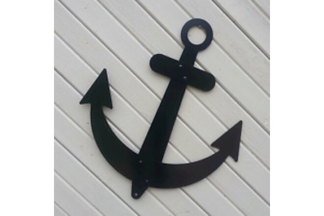 Black Anchor Sailboat Wall Decor Flat Metal 32" Nautical Outdoor Made in USA