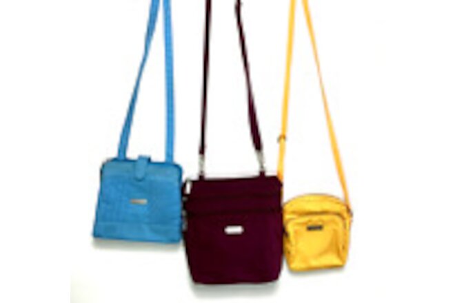 Baggallini Crossbody Bags Lot Of 3 Purses Blue Yellow Burgandy LOTS OF POCKETS