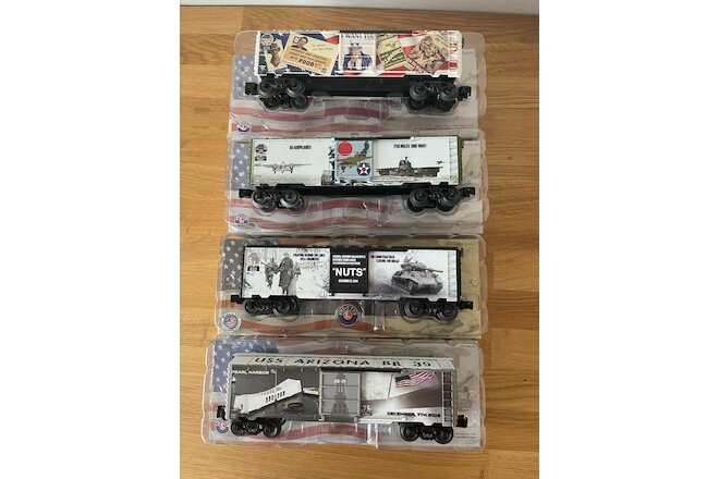 LIONEL WW II COMMEMORATIVE CARS 6-83785; 83779;83788;84667  FROM OLD STOCK NEW