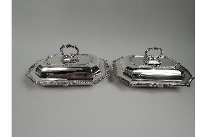 Edwardian Serving Dishes Antique Georgian Covered Bowls English Sterling Silver