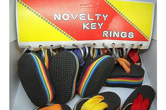 Wholesale Flip Flop Rainbow Key Ring Vintage NOS 80's Free Shipping Lot of 12
