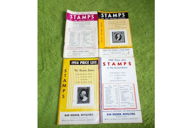 Stamps Of The United States 1954, 1955, 1958 & 1959 Price Lists Lot Of 4