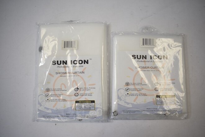 2 Pack Sun Icon Frosted Shower Curtain Liner 72" x 72" Waterproof Heavy Duty