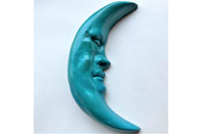 Blue Crescent Moon, Collectible Wall Sculpture for Home & Garden