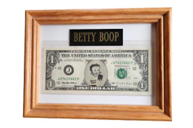 VTG 1995 BETTY BOOP  1$ DOLLAR BILL MINT CONDITION IN PICTURE FRAME RARE