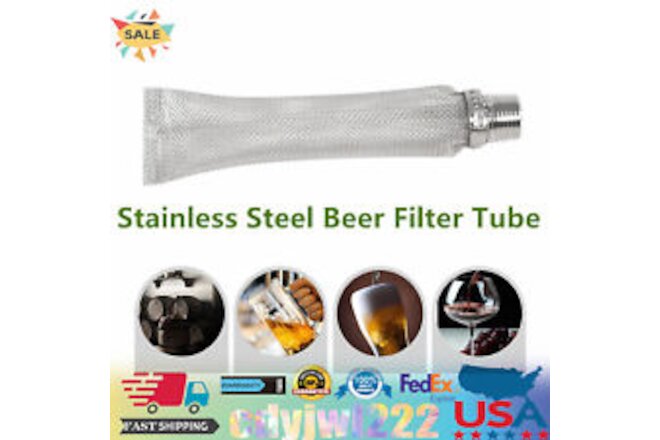 6-inch 6" Bazooka Screen Boil Screen(1/2" NPT) Stainless Steel Beer Filter Tube