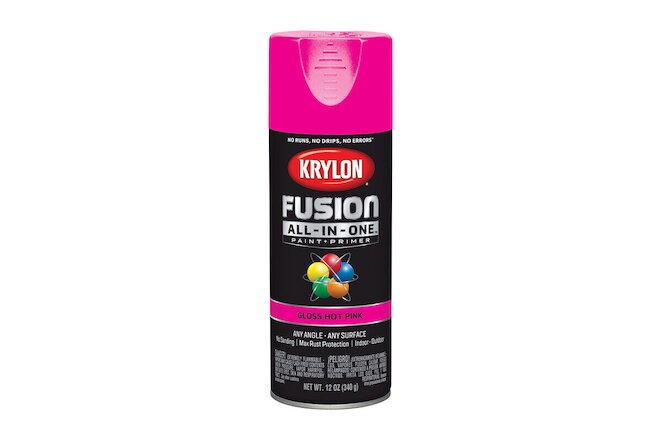 Krylon Fusion All-In-One Gloss Hot Pink Paint + Primer Spray Paint 12 Oz.