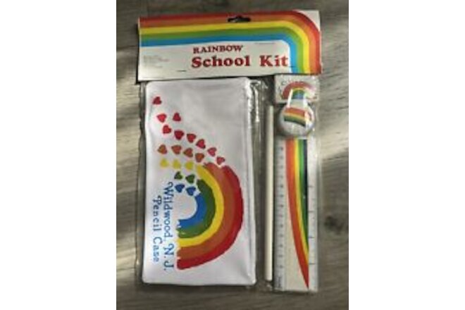 Vintage Wildwood, NJ Rainbow School Kit Jersey Shore Souvenir Pencil Case