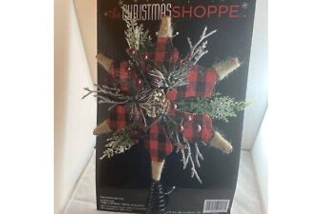 The Christmas Shoppe Rustic Red & Black Buffalo Check Star Tree Topper