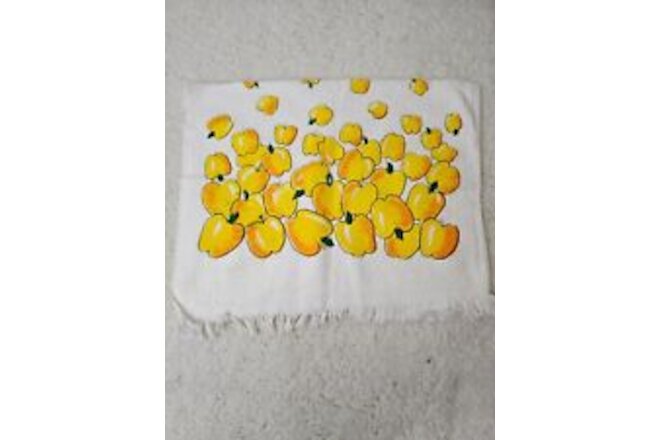 Vintage 70s MCM Riegel Homecare Fringe Kitchen Dish Tea Towel - Golden Apples