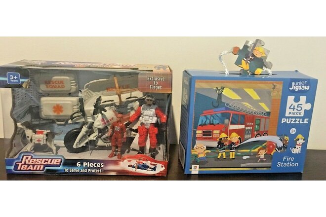 U GET BOTH TOYS RESCUE SQUAD TEAM & FIRE STATION JNR JIGSAW PUZZLE BOX 3+ KIDS