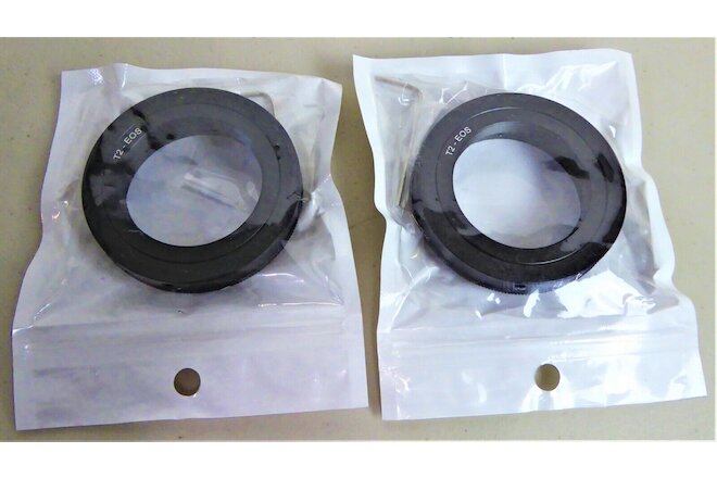 TWO (2) ,T-2 EOS T- Mount Lens Screw on Adapter Rings for Canon ,Multiple Models