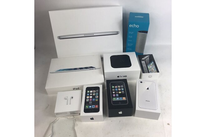 Lot of 9 Empty Boxes for 4 iPhones 1 iPad 2 1 MacBook Pro Apple TV HD Airpods