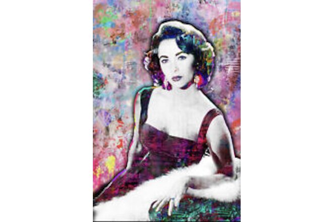 Elizabeth Taylor 12x18in Poster, Liz Taylor Tribute Pop Art Free Shipping US
