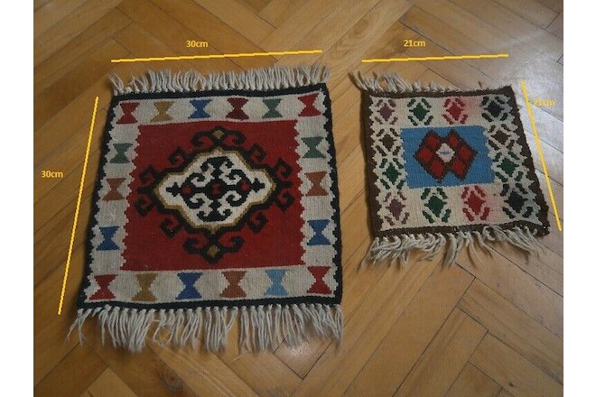 Two small serbian hand made old souvenir rugs