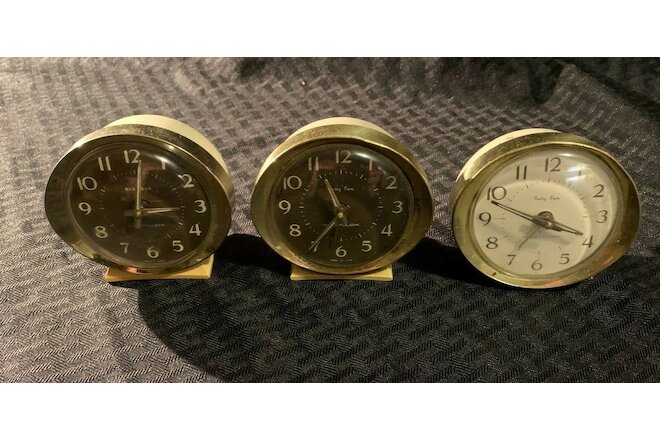 Lot of 3 Vintage Westclox Baby Ben  Alarm Clocks Model 58056 Parts / Repair