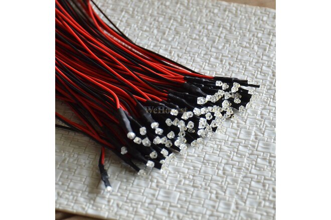15 x Pre-Wired 1.8mm warm white tiny LEDs prewired resistor for 12V - 16V DC use
