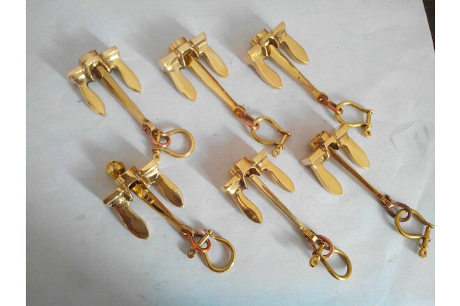 Lot of 6 Brass Anchor Keychains Nautical keychain handcuff keychain Gift Items