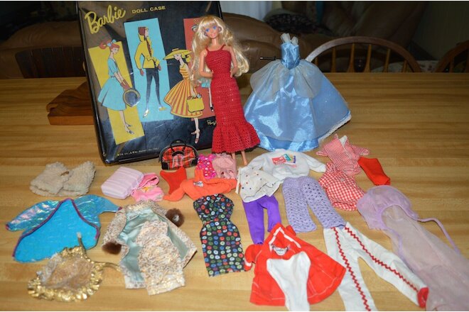 Vintage Barbie Doll 1966 -60's Clothes & Accessories lot Ponytail case Mixed Lot