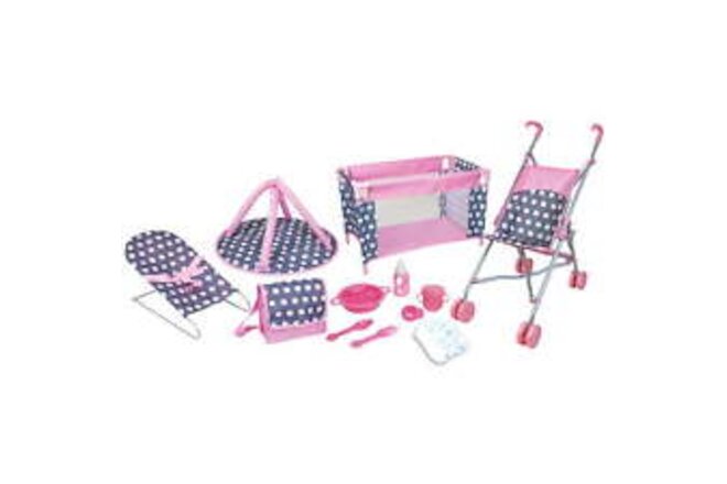 5 Piece Baby Doll Deluxe Nursery Play Set w/ 8 Accessories