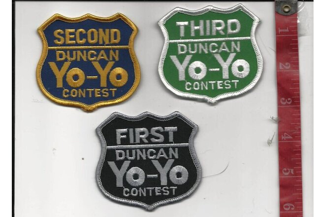 lot 3 different Duncan yo-yo contest patches first second third