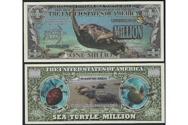 Lot of 500 Bills  - Sea Turtle Million Dollar Novelty Bill