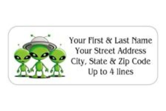 150 Alien UFO Space Man Mailing Return Address Labels Personalized