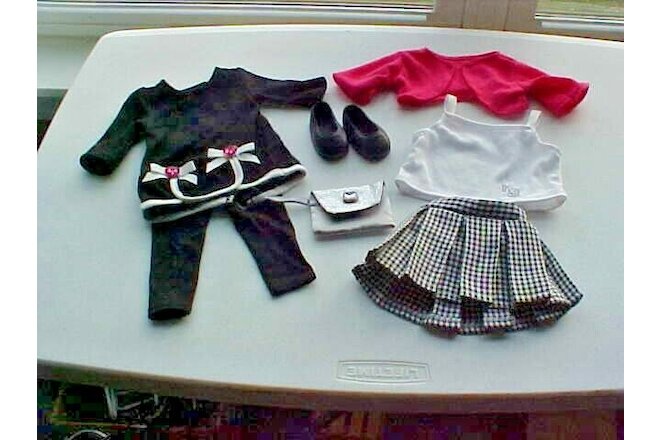 7 Piece Set Skirt Pant Jacket Purse Shoes 18" Doll Clothes American Girl Life OG