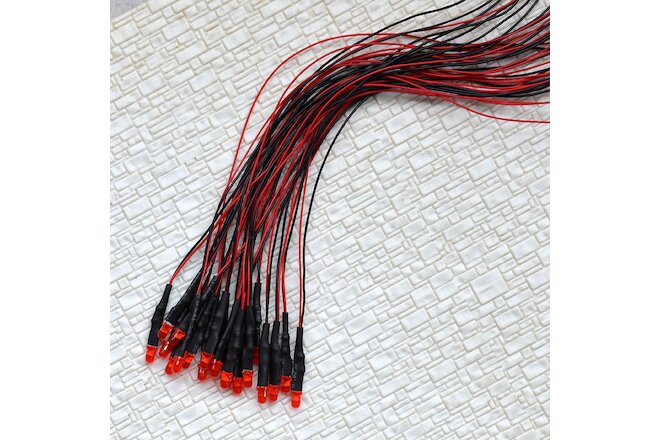 15 x Pre Wired 3mm Red Auto Flashing blink LEDs Pre-Wired resistor 12V/16V DC