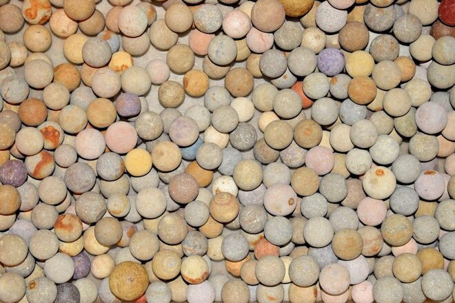 1800s Civil War era Raebel ET Hard Clay Marbles Lot of 20 Size .625"=5/8" + or -