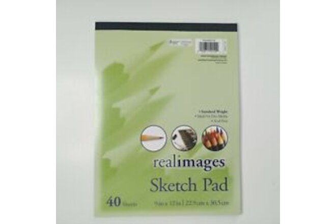 RealImages Sketch Pad - 40 White Sheets - 9x12 Inch Standard Weight