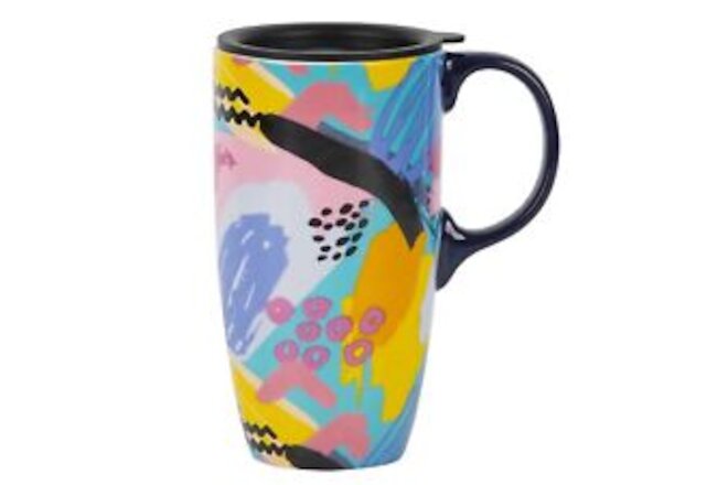 Ceramic Mugs Porcelain Latte Tea Cup Coffee Mug with Lid and Handle Coffee Cu...
