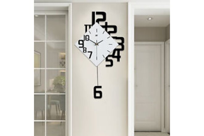 Swing Wall Watch Clock Quartz Silent Pendulum Hanging Clock Art Decoration Home
