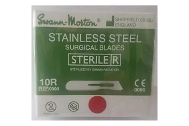 (FREE SHIPPING) Swann-Morton #10R Sterile Surgical Blades, Stainless Steel 100pc