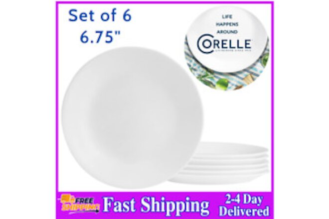 Corelle Classic Winter Frost White 6.75" Bread Plate, Set of 6