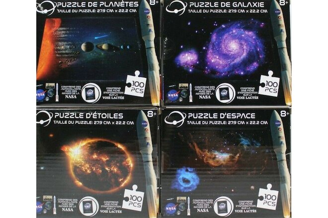 NASA Space Puzzles 100 Piece 4-Pack Galaxy Planets Star Milky Way by RMS 11X8