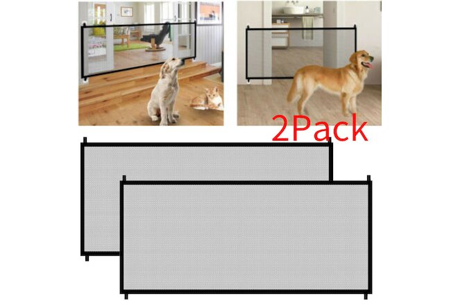 2X Portable Indoor Baby Pets Dog Safety Gate Mesh Net Fence Barrier Stairs Doors