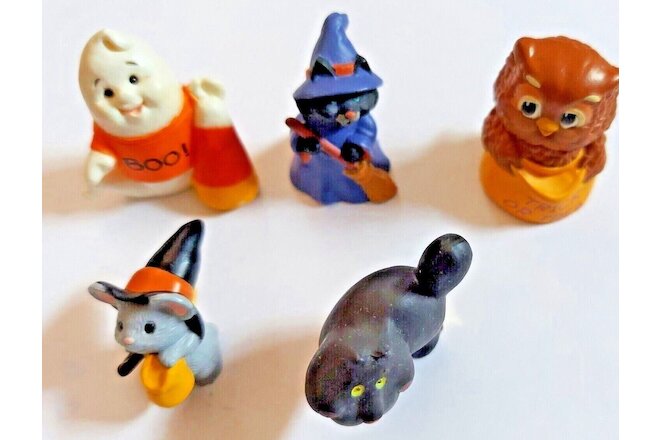 Hallmark Merry Miniatures Halloween Minis Owl, Pumpkin Ghost, Black Cat, Witch