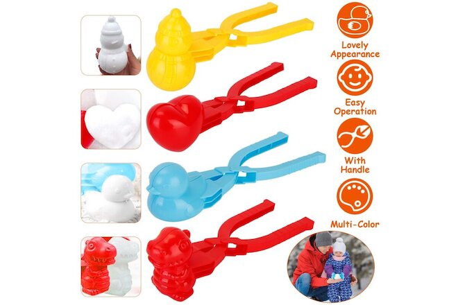 4Pcs Snowball Maker with Handle Winter Outdoor Snow Molds Sand Molds Kids Toys