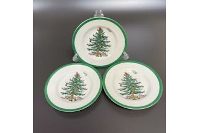 Spode Christmas Tree Bread & Butter Plates Green Band Lot of 3 - Retail $26 each