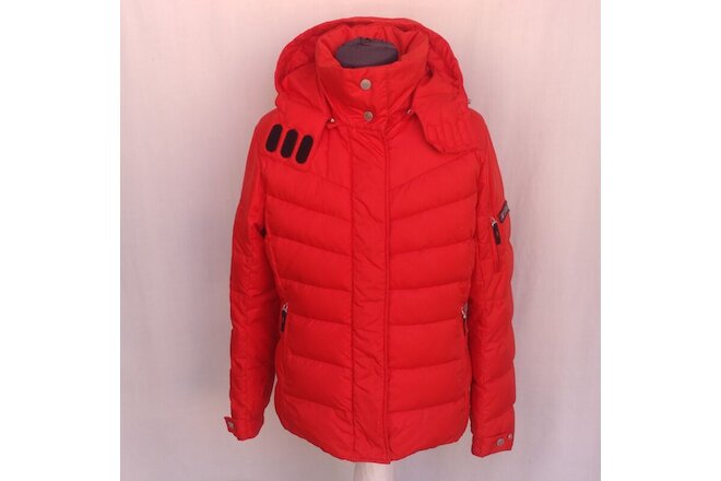 Bogner Fire+Ice Womens 600 Down/Feather Red Ski Jacket Zip Hooded Sz US 10/EU 40