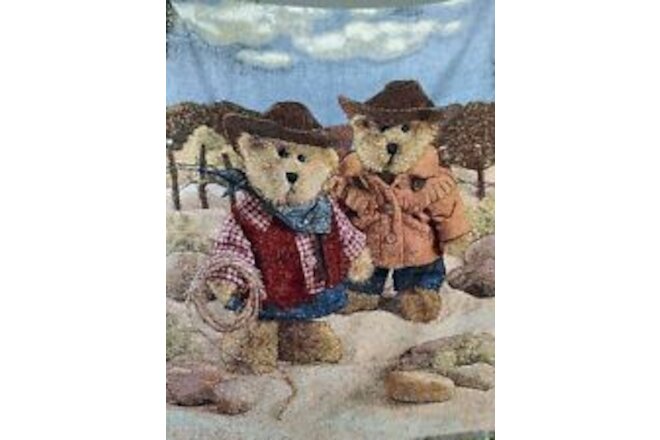 Tache Meanwhile in The West Cute Western Cowboy Teddy Bear Woven Tapestry Thr...