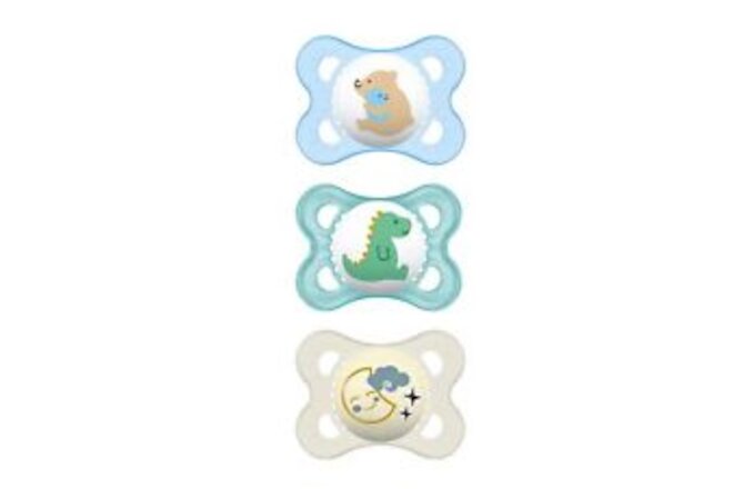 Day & Night Silicone Pacifier, 0-6 Months, Boy, 3 Pack