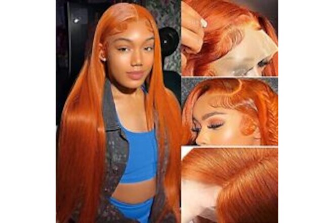 Ginger Orange Lace Front Wigs Human Hair 13x4 Transparent HD Lace Frontal wig...