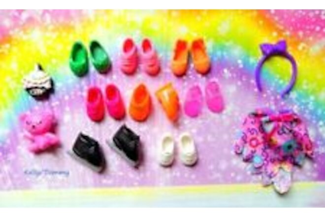 🍒Original Barbie Tommy Kelly Chelsea doll shoes with accessories Lot of 8🍰